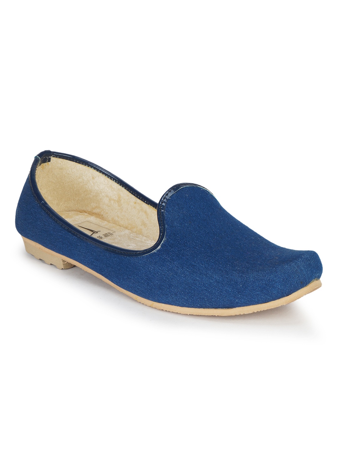 

HOUSE OF JUTTI Men Navy Blue Solid Slip-On Mojaris