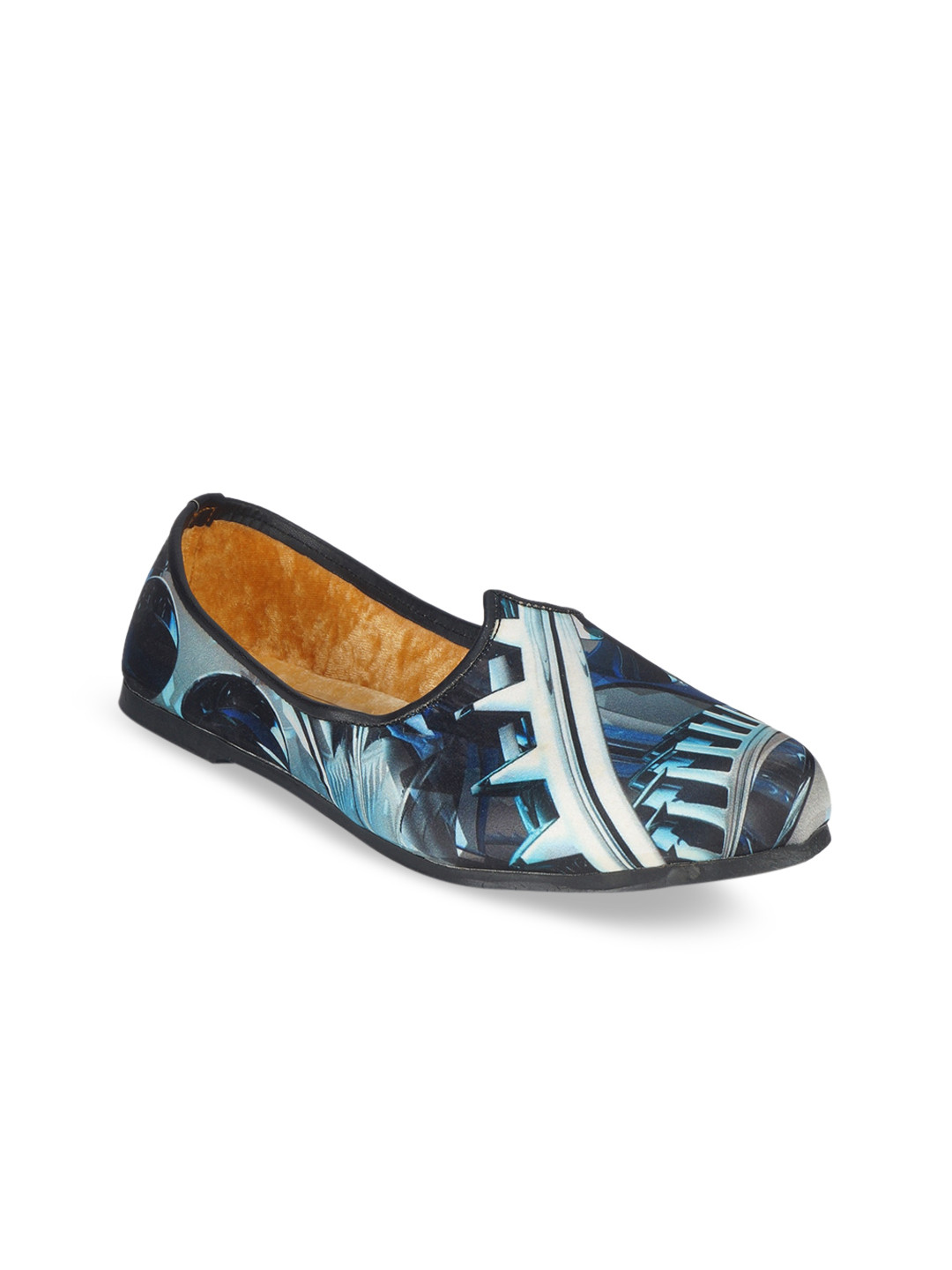 

HOUSE OF JUTTI Men Navy Blue Printed Mojaris