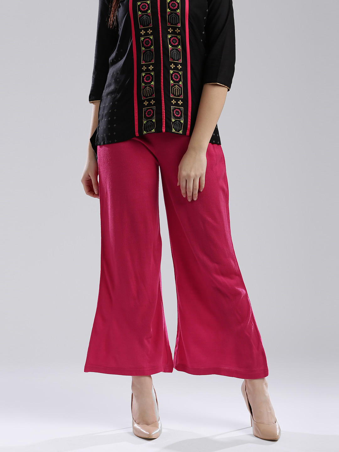 

W Women Pink Solid Palazzo Trousers