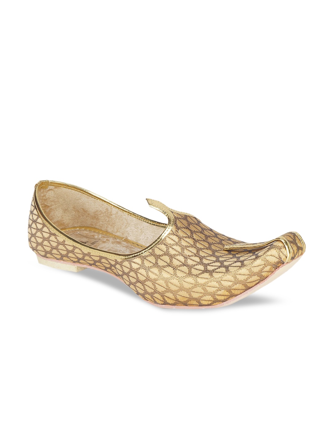 

HOUSE OF JUTTI Men Copper-Toned Woven Design Mojaris
