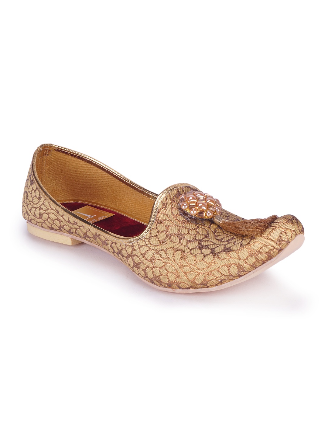 

HOUSE OF JUTTI Men Copper-Toned Embellished Mojaris