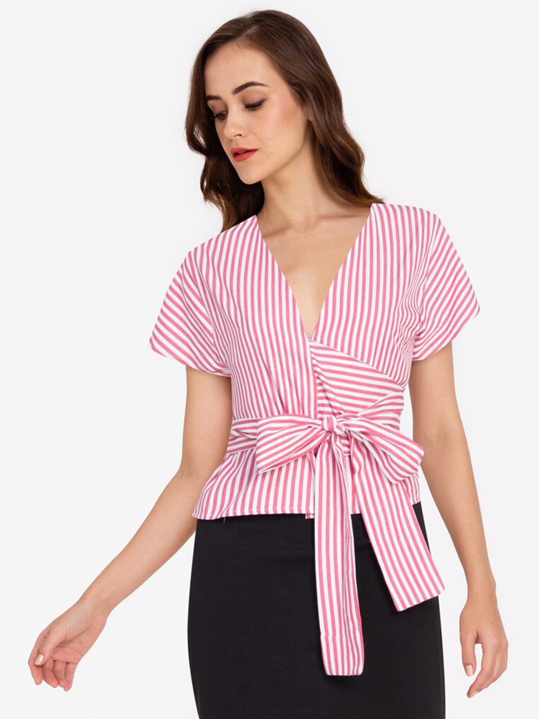 

ZALORA WORK Women Pink Striped Top
