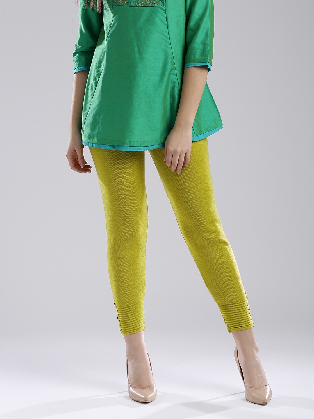 

W Lime Green Ankle-Length Leggings