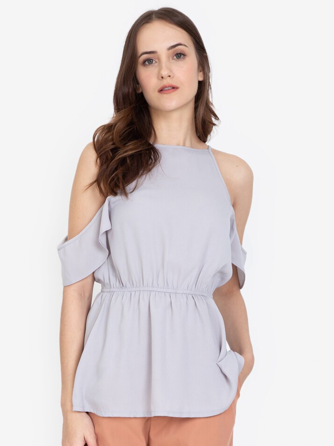 

ZALORA WORK Women Grey Cinched Waist Top
