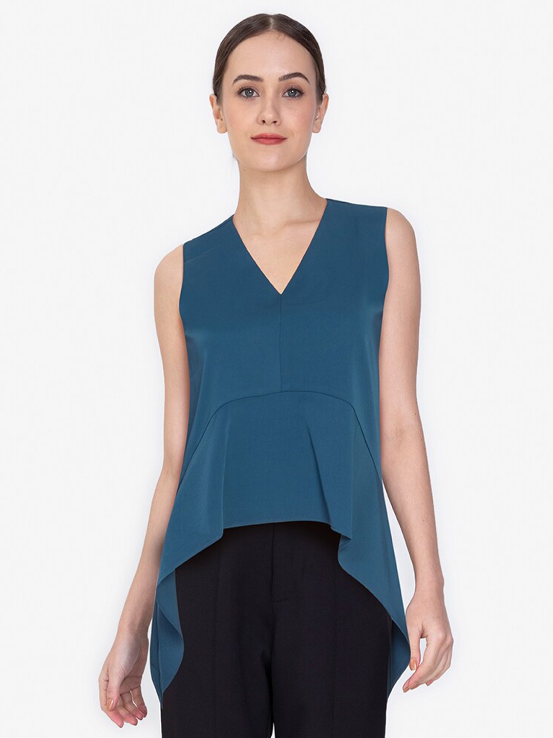 

ZALORA WORK Women Blue Asymmetrical Top