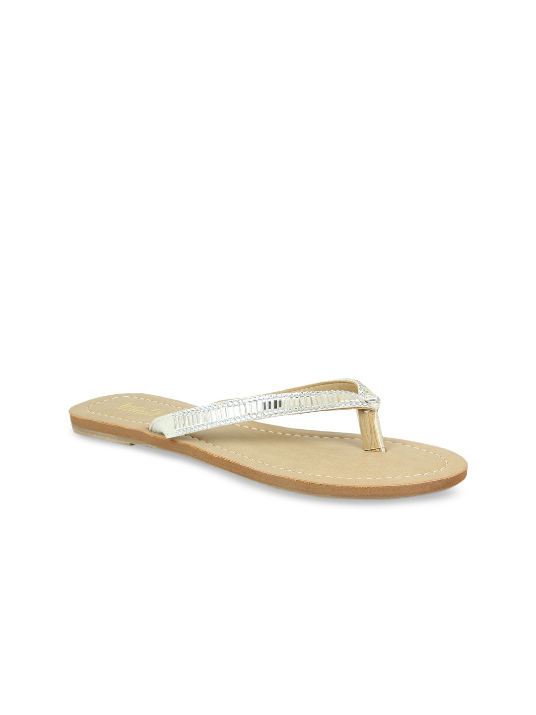 

Inc 5 Women Silver-Toned Embellished Open Toe Flats