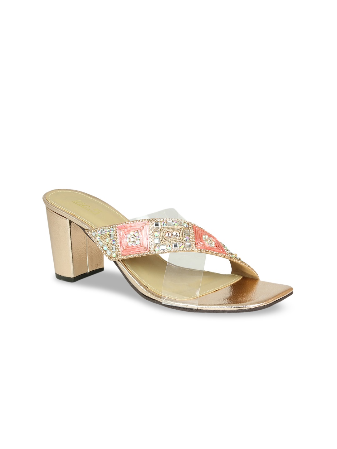 

Inc 5 Women Rose-Gold Embellished Ethnic Block Sandals