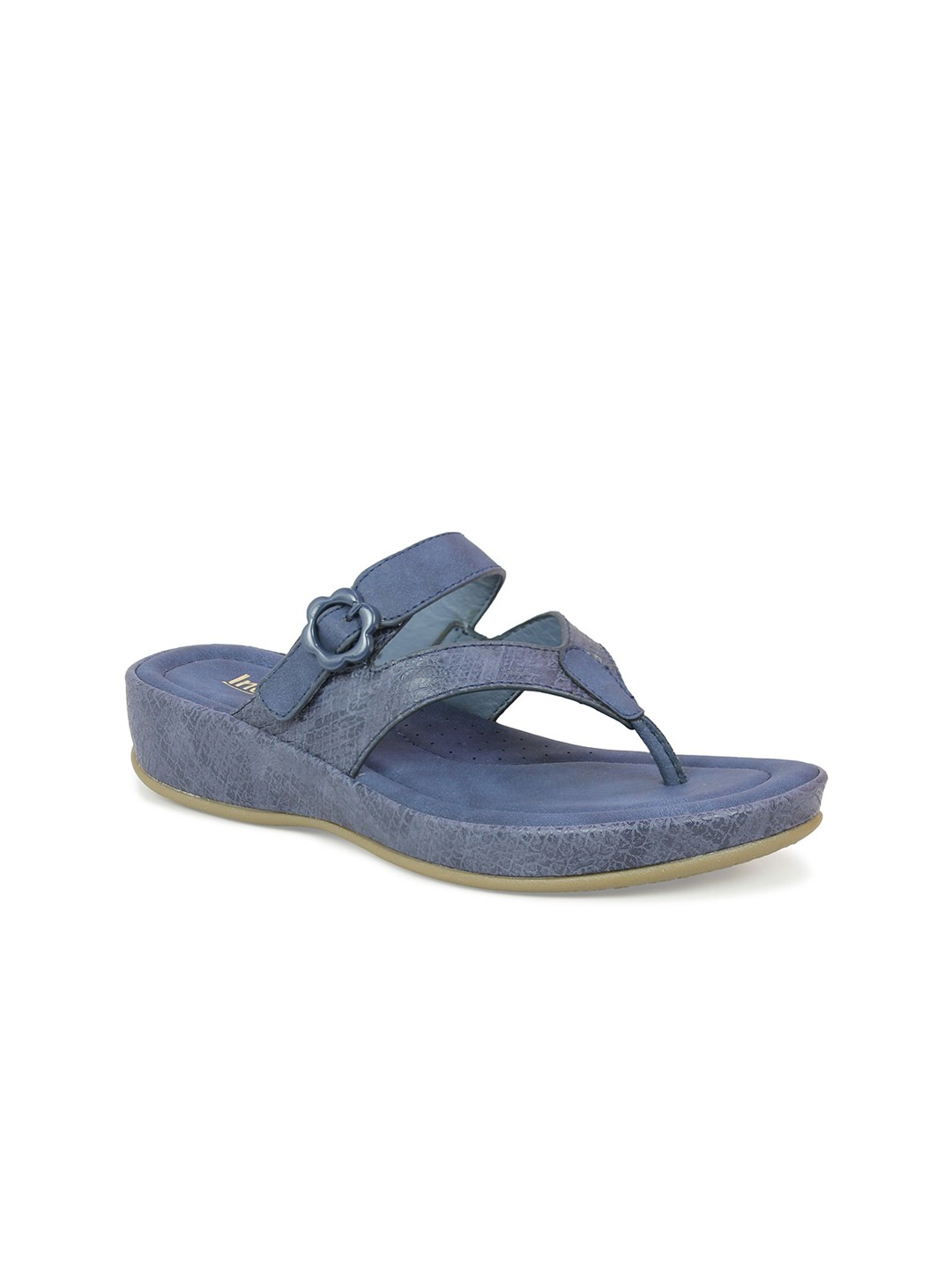 

Inc 5 Women Navy Blue Woven Design Flatform Sandals with Buckles