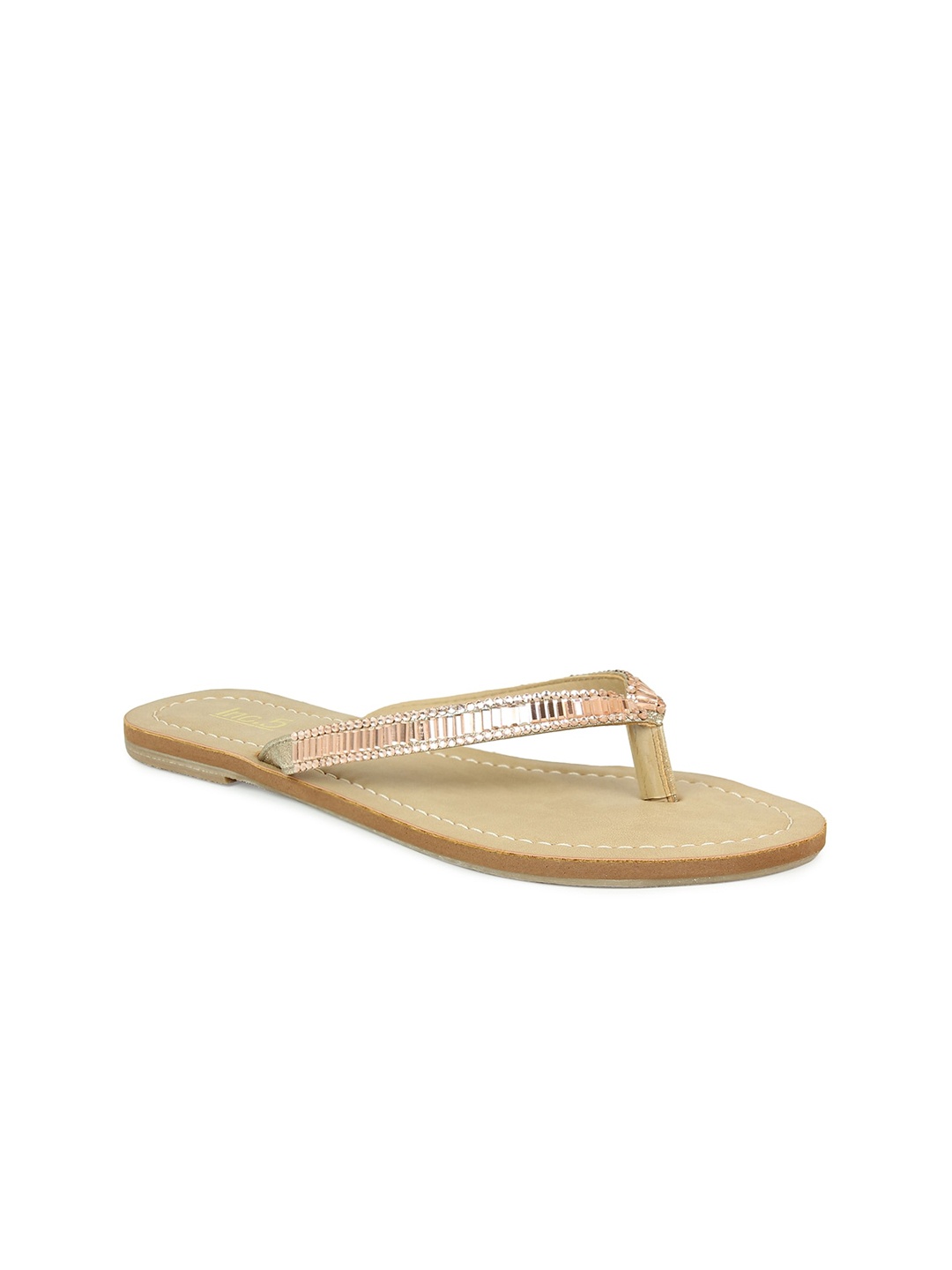 

Inc 5 Women Rose Gold Embellished Open Toe Flats
