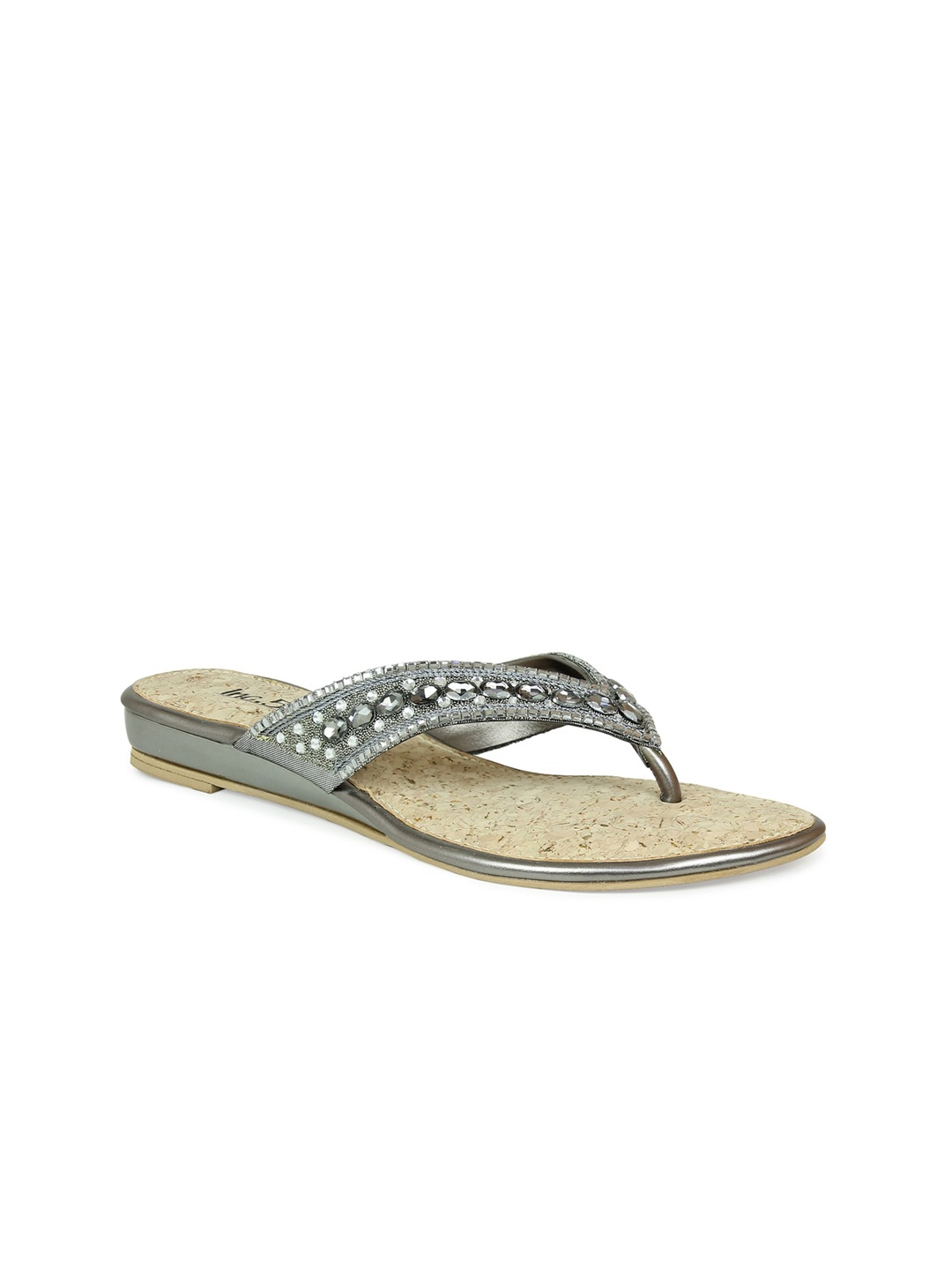 

Inc 5 Women Grey Embellished Ethnic Comfort Sandals