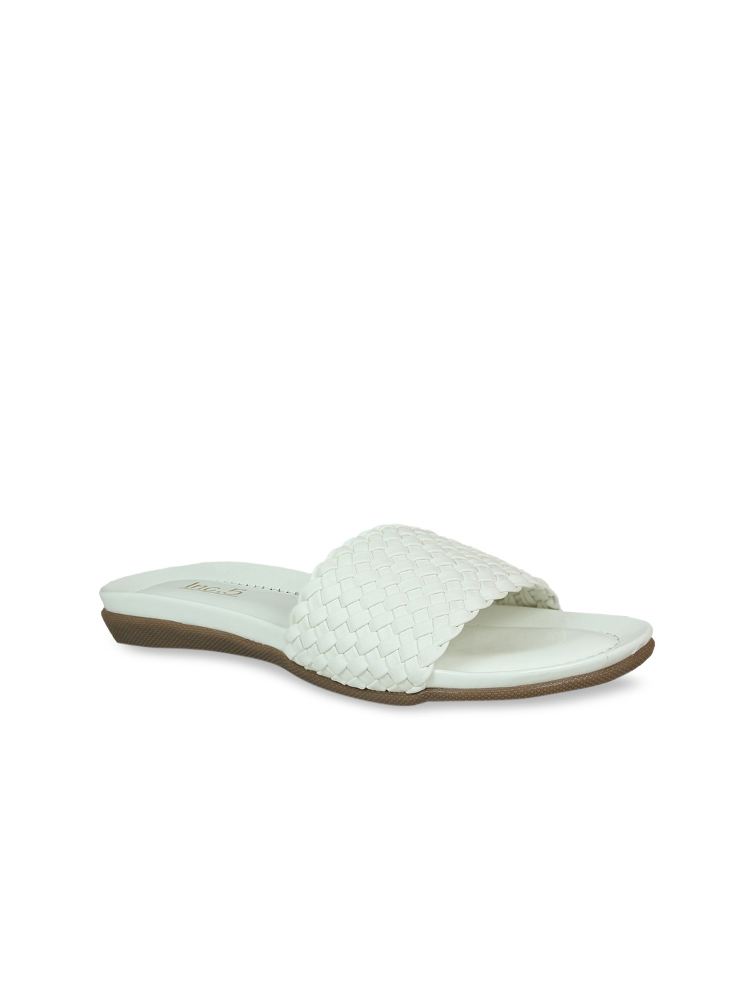 

Inc 5 Women White Woven Design Open Toe Flats