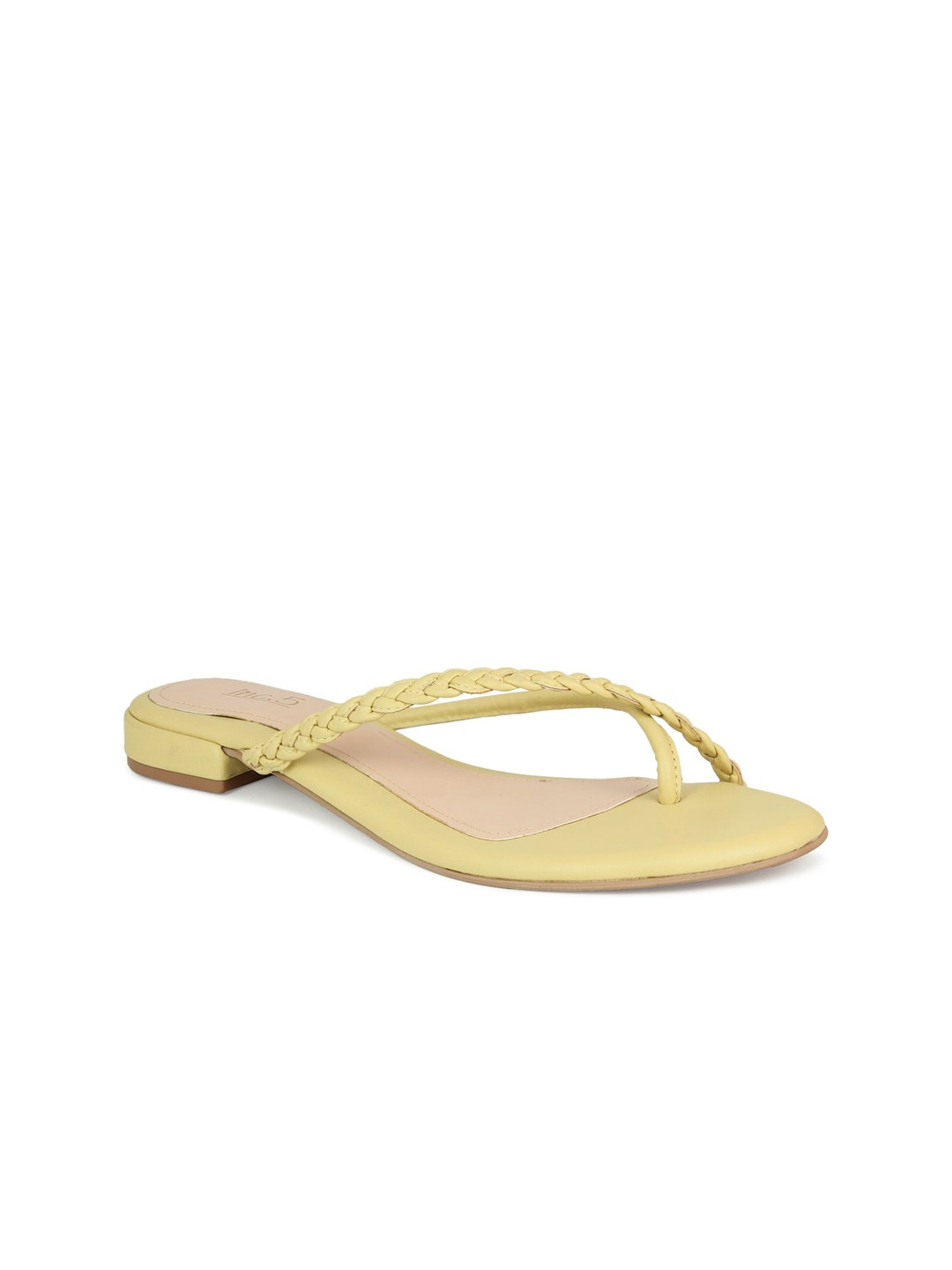 

Inc 5 Women Yellow Woven Design One Toe Flats