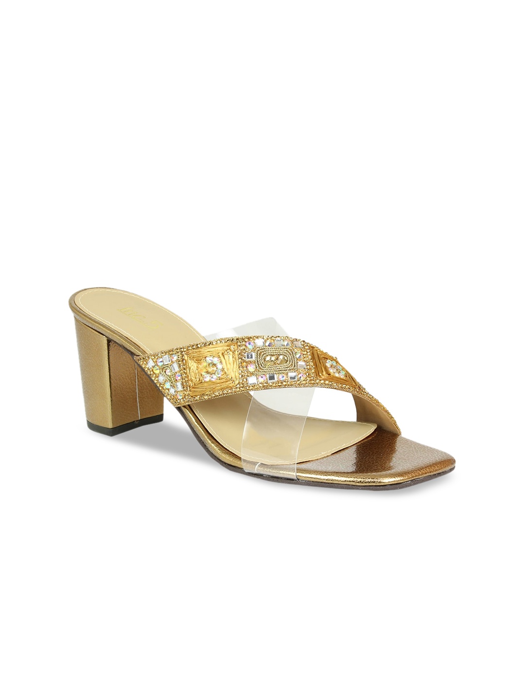 

Inc 5 Women Gold-Toned Embellished Ethnic Block Sandals