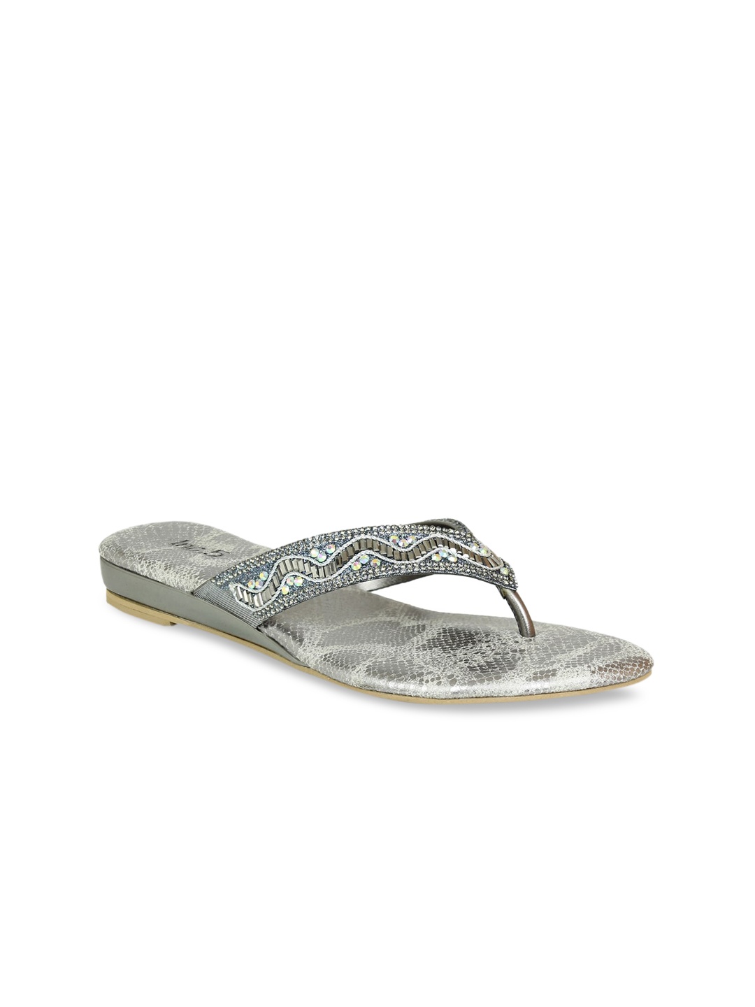 

Inc 5 Women Grey Embellished Ethnic Comfort Sandals