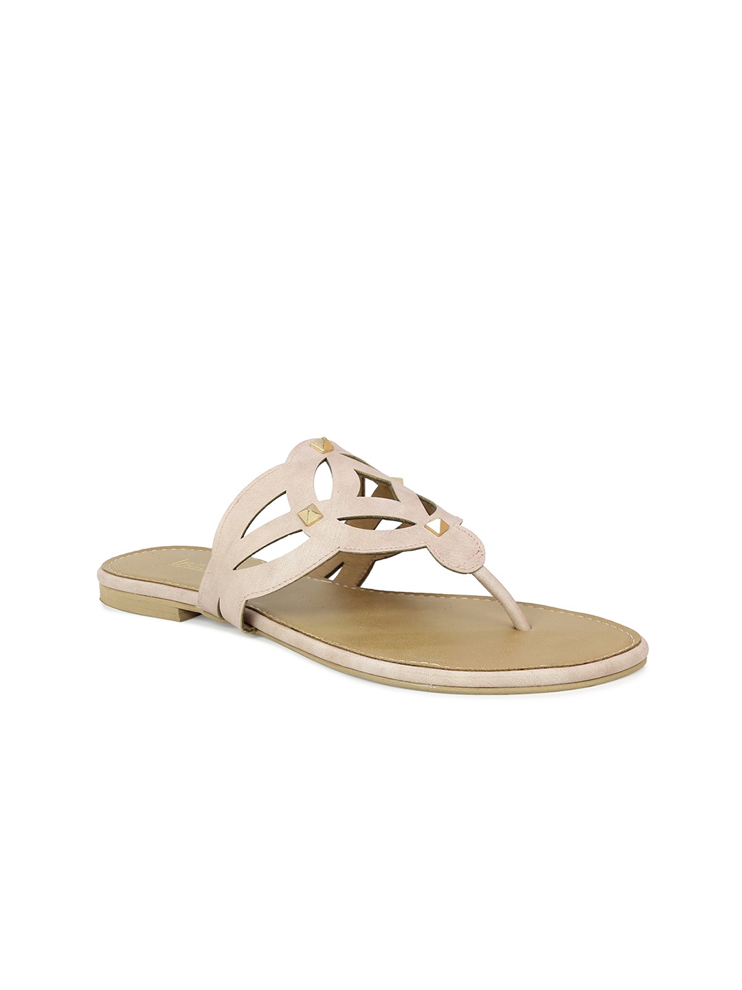 

Inc 5 Gold-Toned Ethnic T-Strap Flats