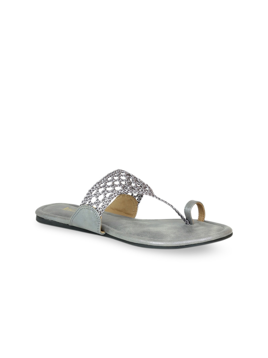 

Inc 5 Women Grey Ethnic One Toe Flats with Laser Cuts