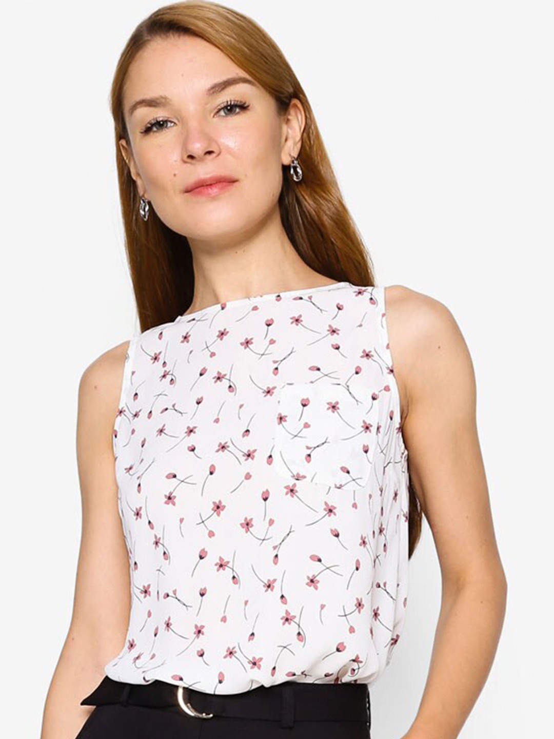 

ZALORA WORK Women White Floral Printed Top