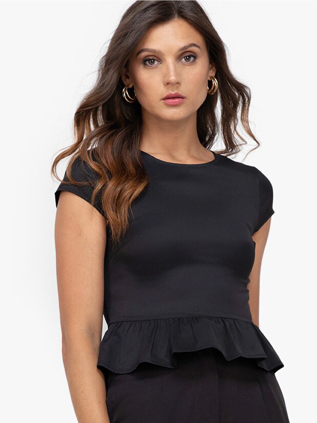 

ZALORA WORK Women Black Peplum Top