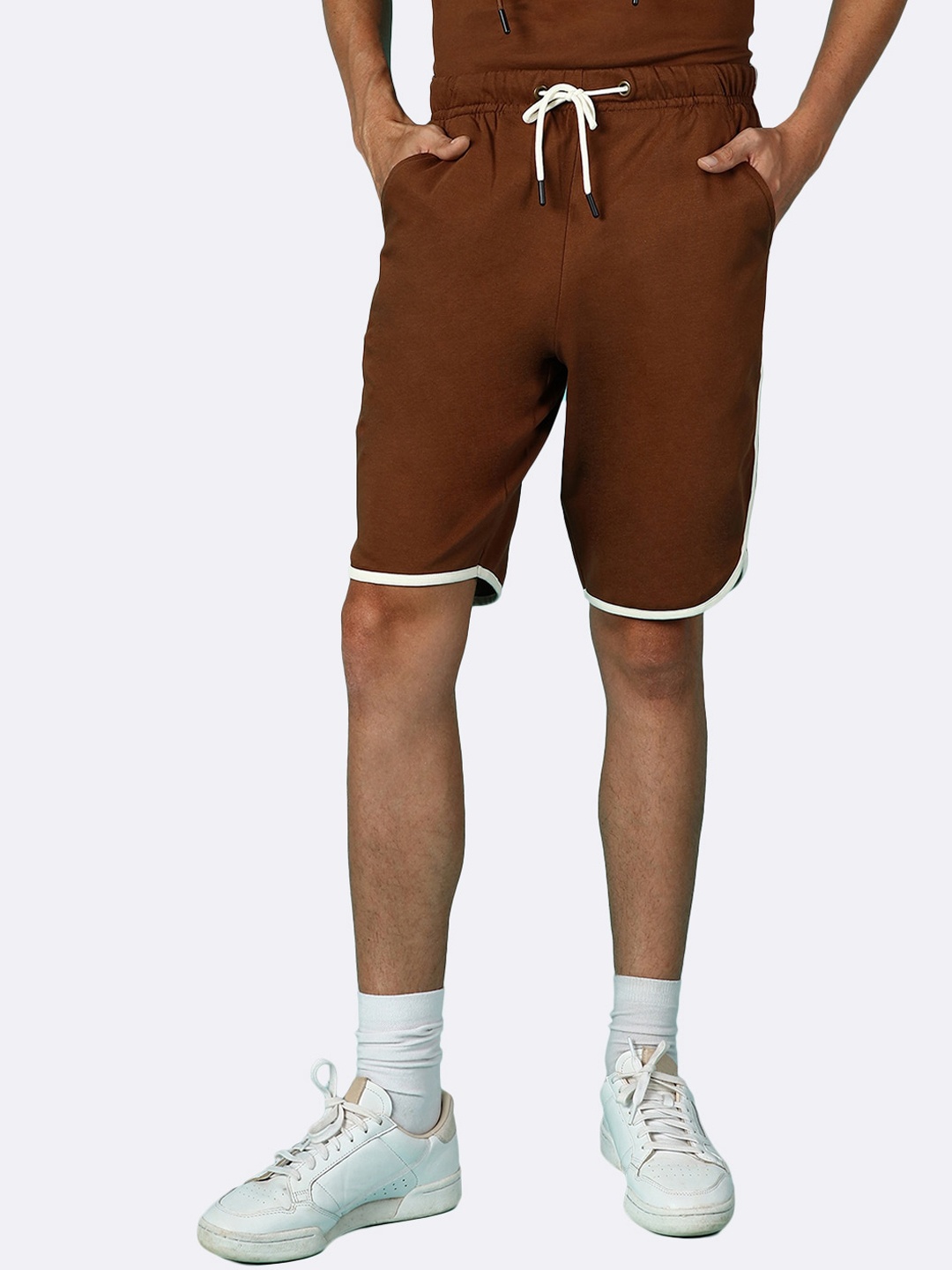 

Bewakoof Men Brown Solid Basic Shorts