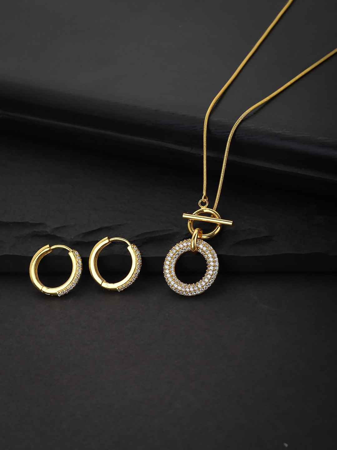 

Carlton London Women Gold CZ Jewellery Set