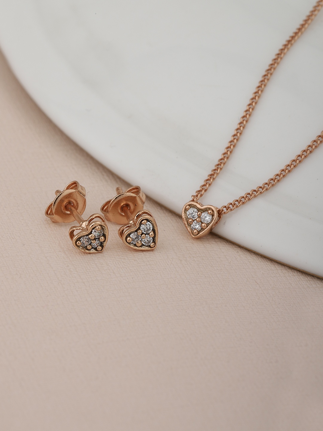 

Carlton London Women Rose Gold CZ Jewellery Set