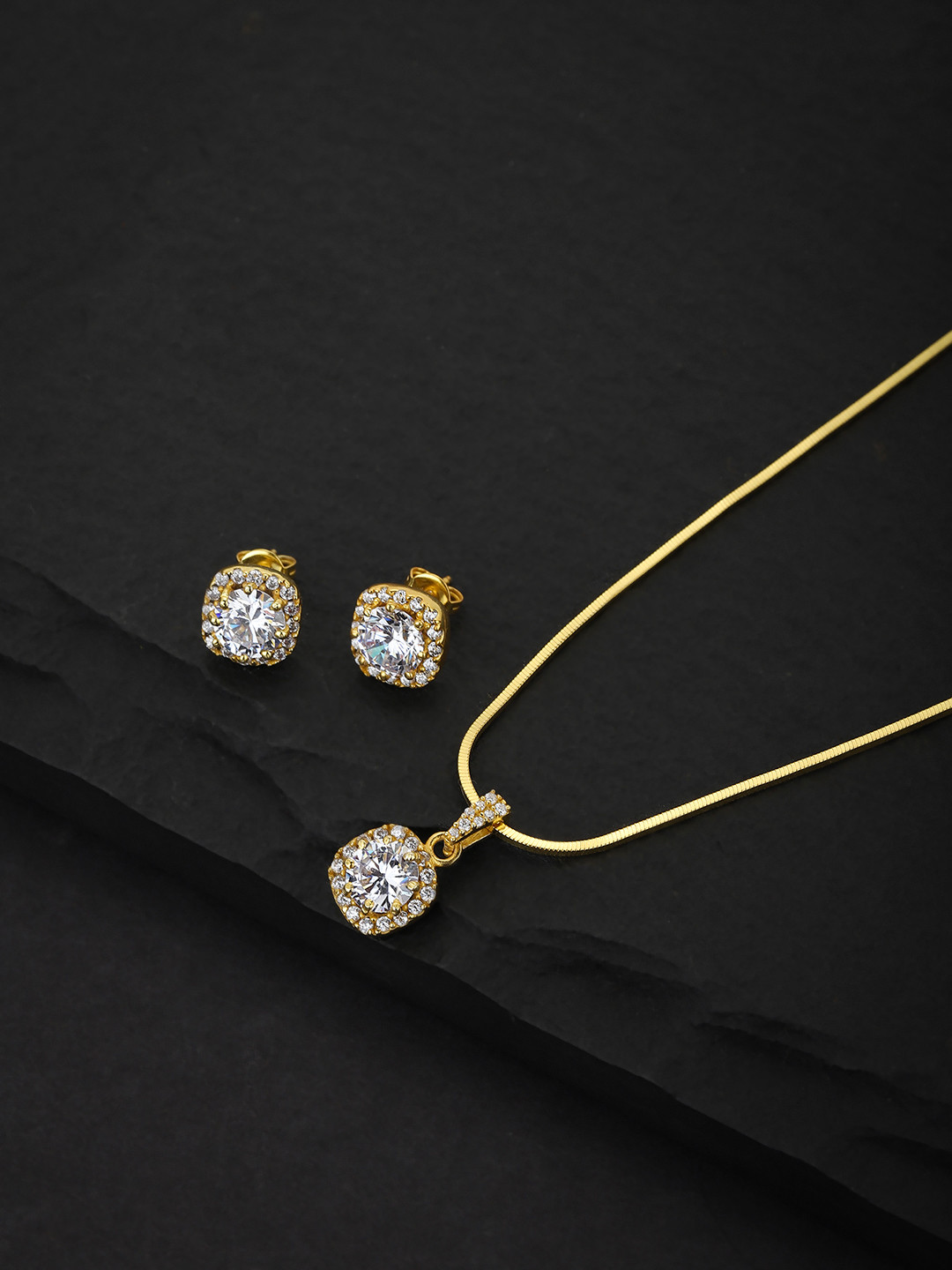 

Carlton London Women Gold CZ Jewellery Set