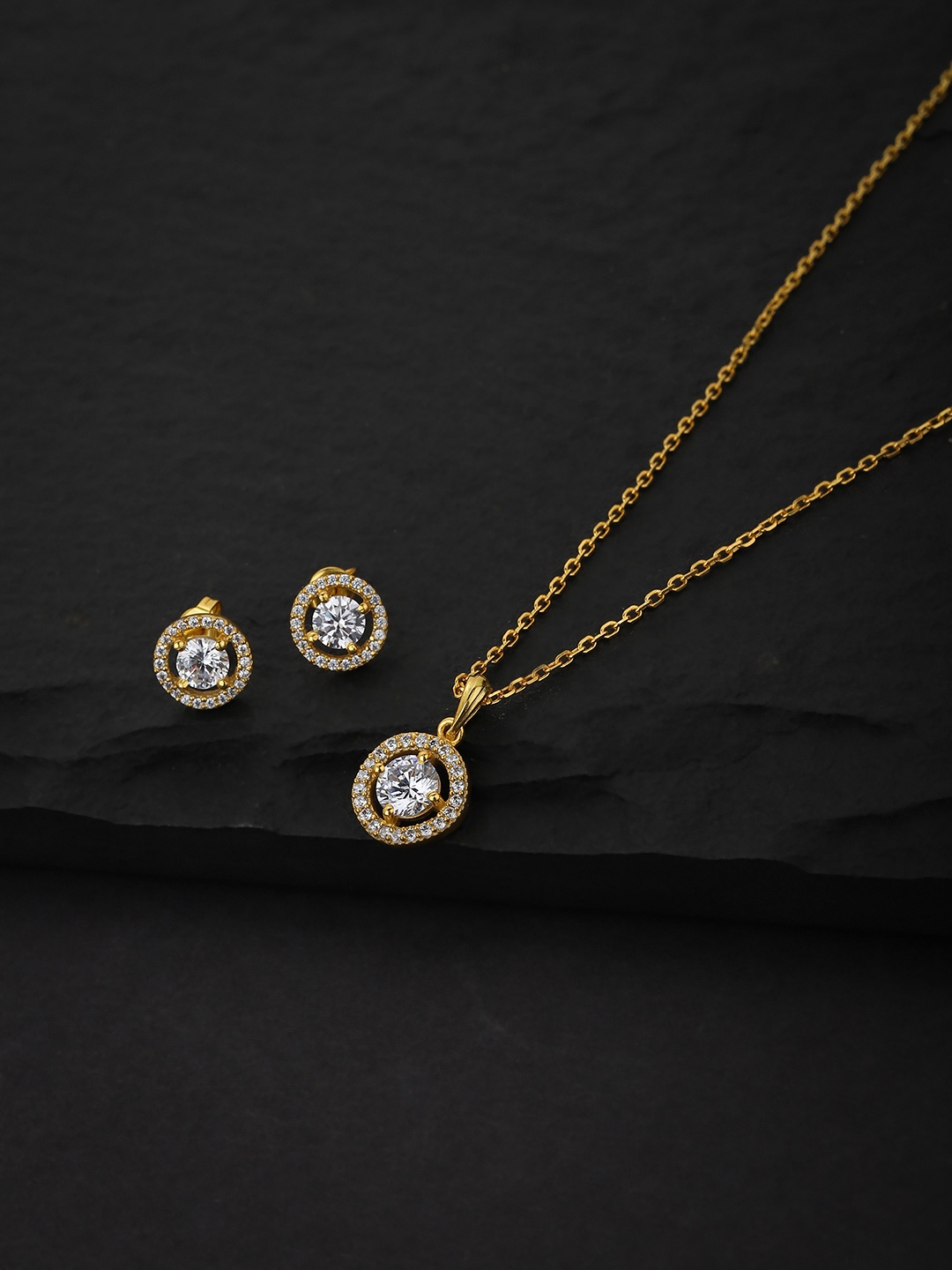 

Carlton London 18kt Gold Plated with CZ Necklace and Earring Set