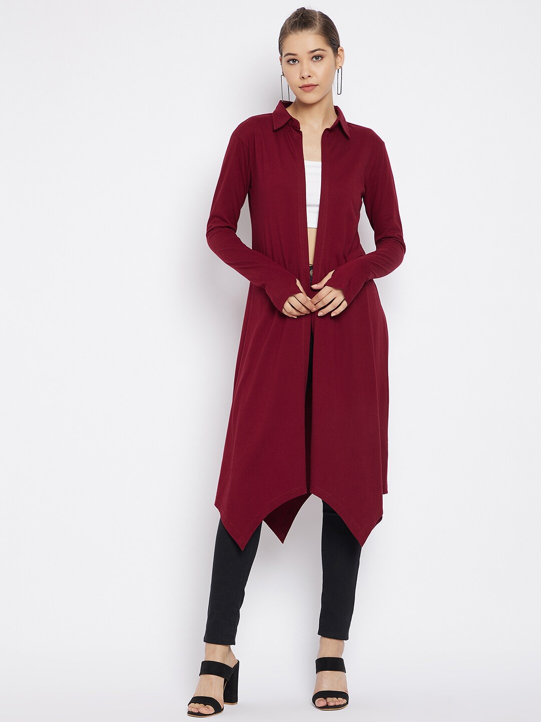 

Hypernation Women Maroon Longline Shrug