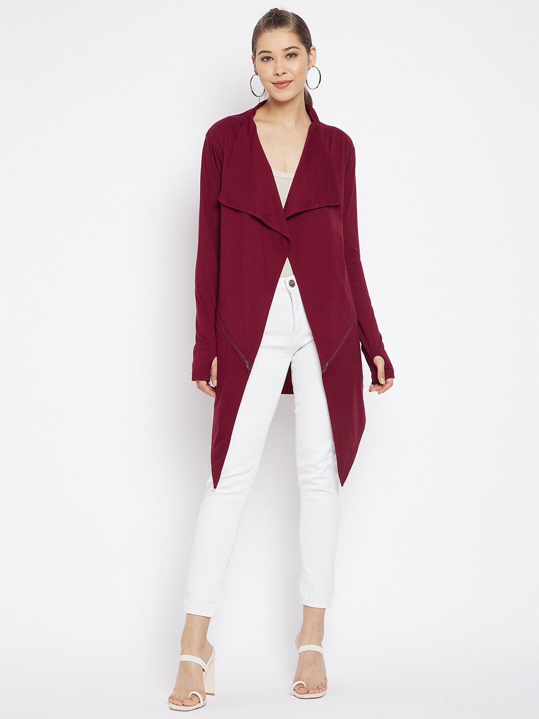 

Hypernation Women Maroon Longline Shrug