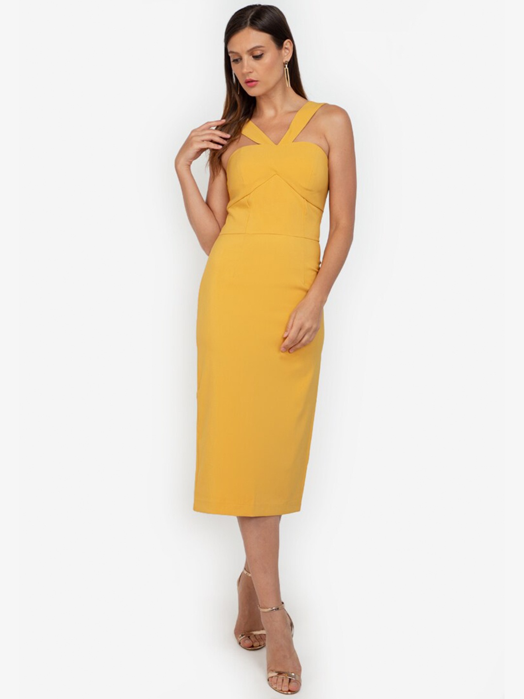 

ZALORA OCCASION Yellow Sheath Midi Dress