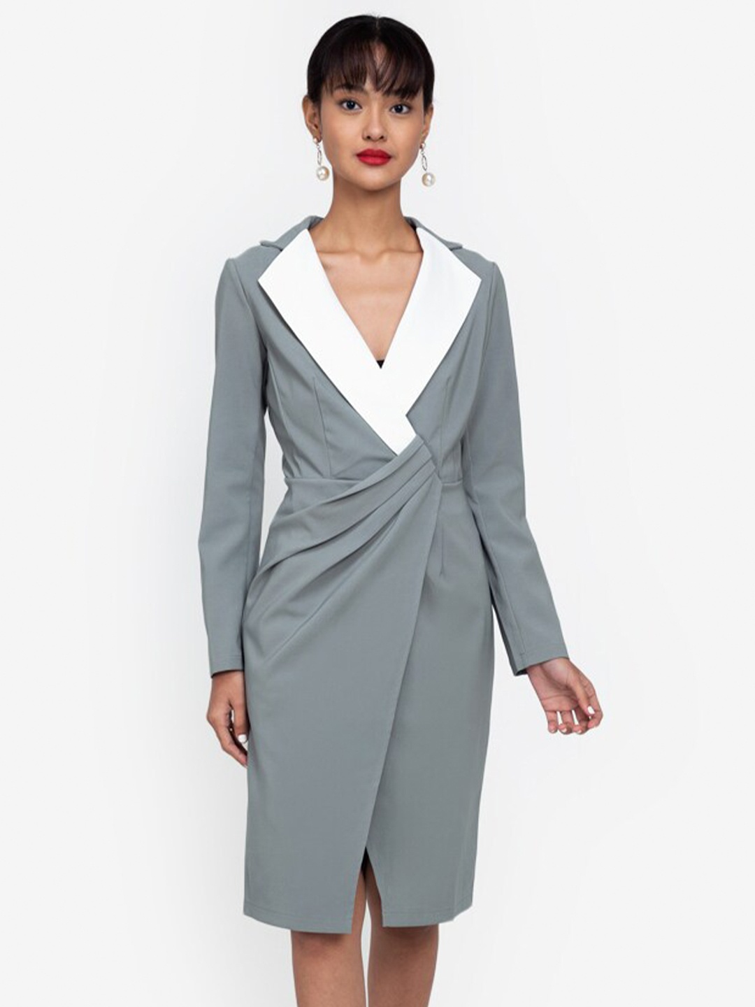 

ZALORA OCCASION Women Grey & White Blazer Dress