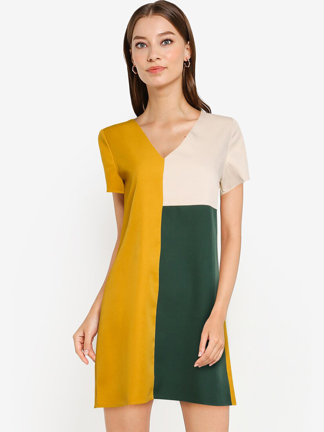 

ZALORA WORK Multicoloured Colourblocked A-Line Mini Dress, Multi