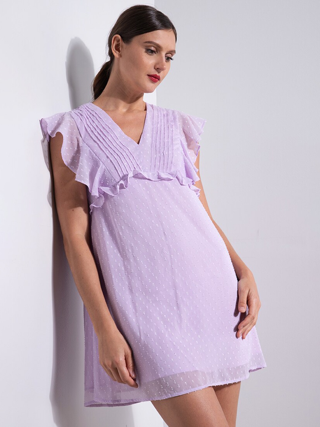 

ZALORA OCCASION Purple Striped A-Line Dress