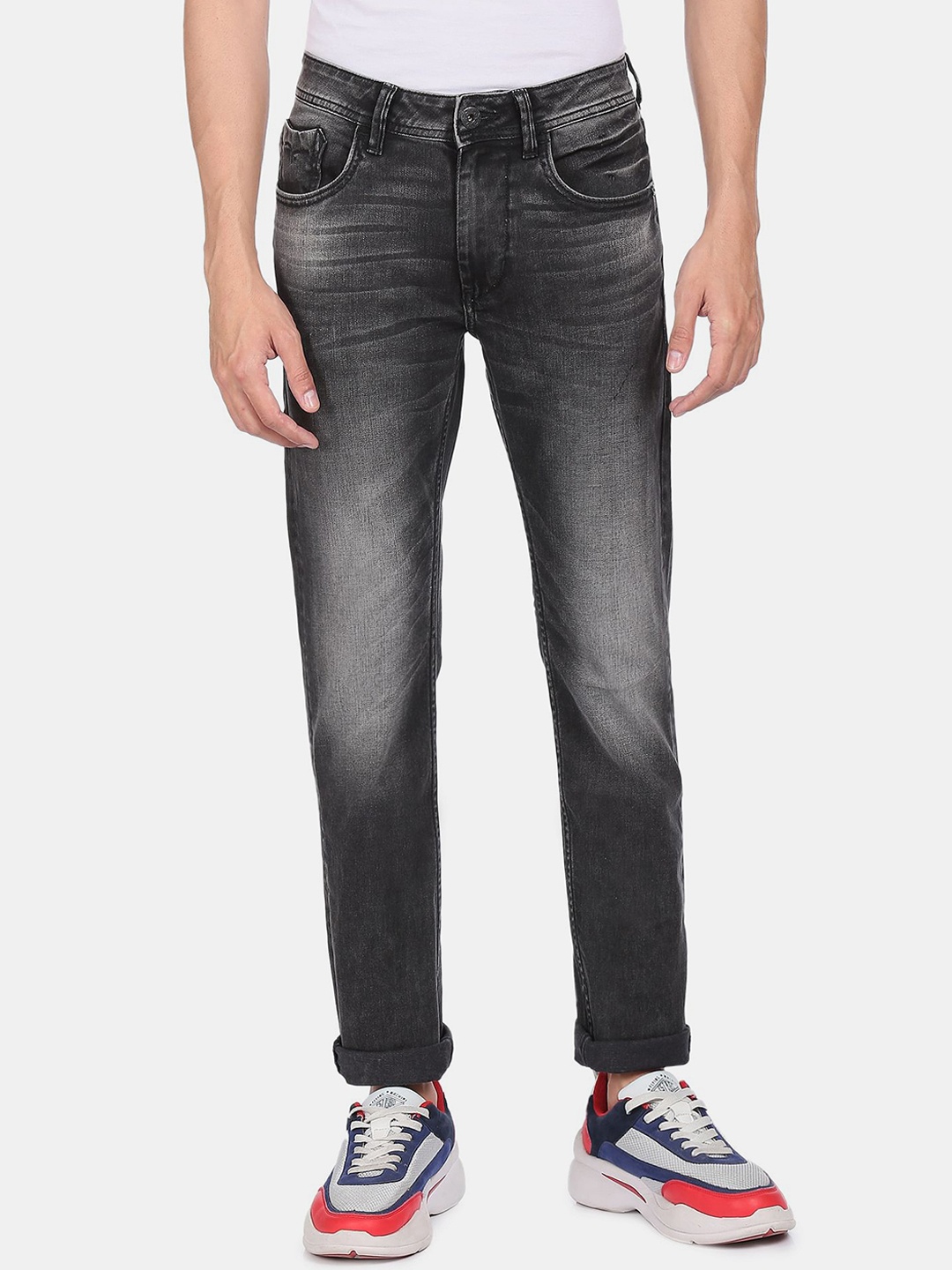 

Flying Machine Men Black Slim Fit Heavy Fade Jeans