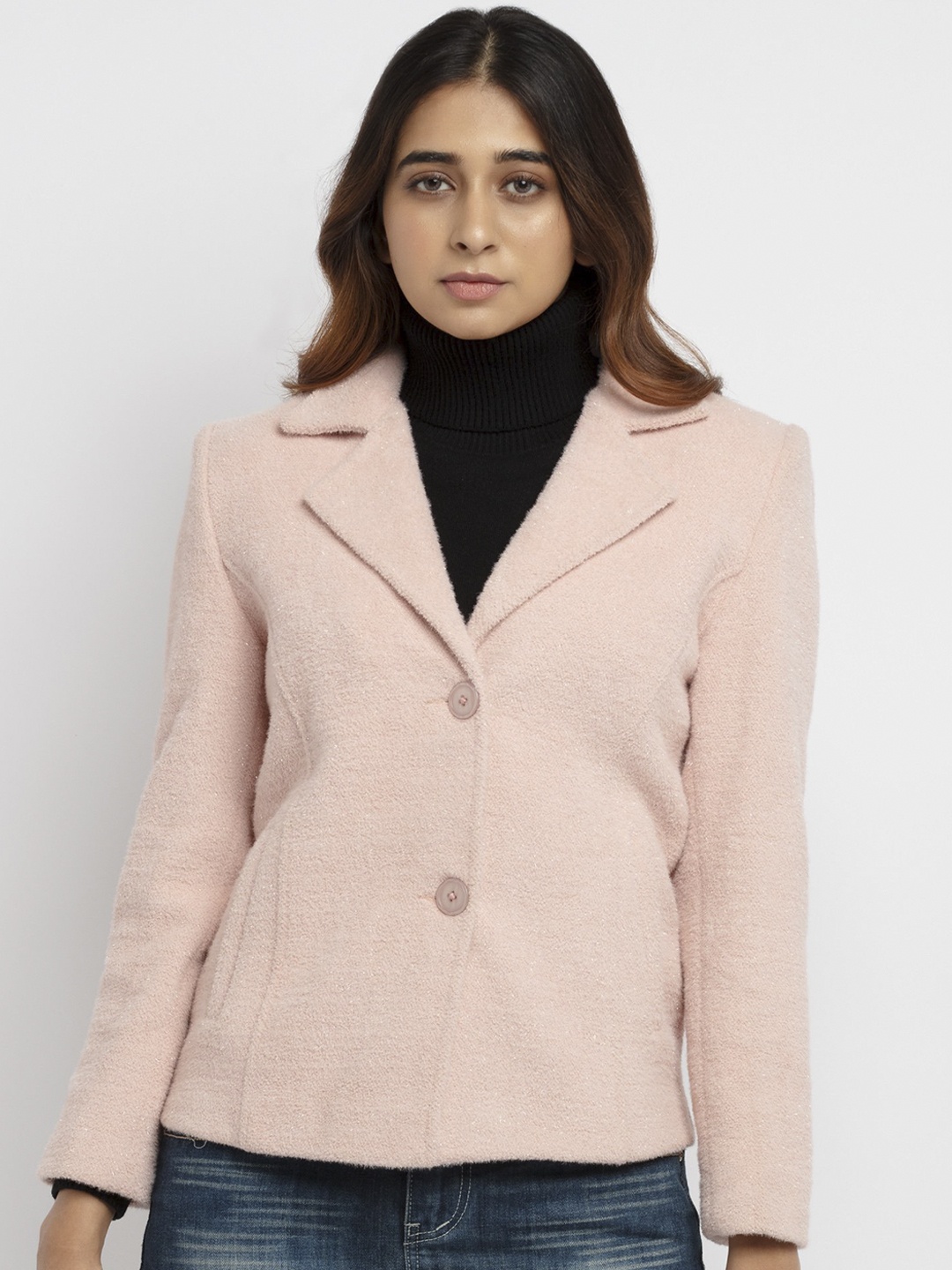 

Status Quo Women Lapel Collar Tailored Jacket, Pink