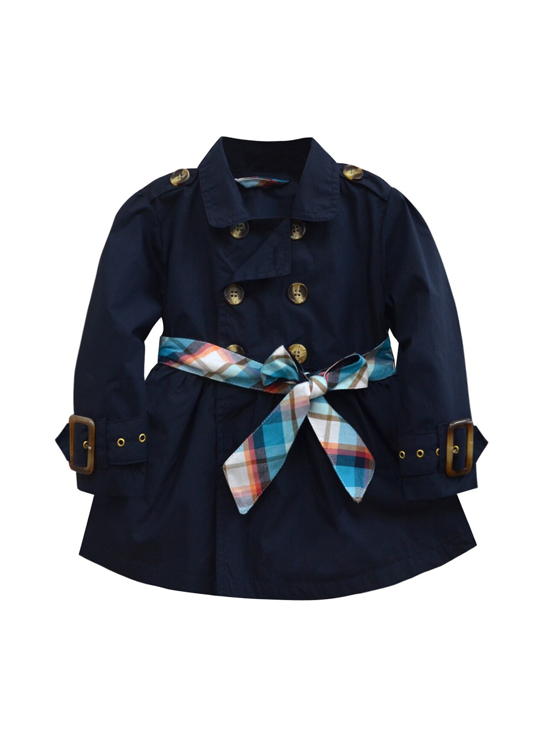 

A.T.U.N. Girls Navy Blue Solid Princess Coat