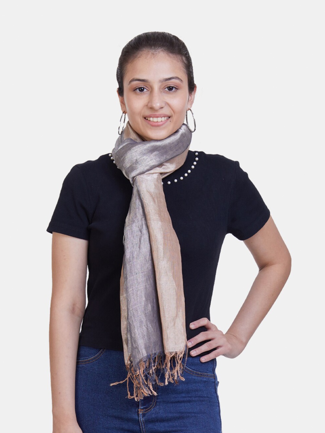 

ASVA Women White & Grey Scarf