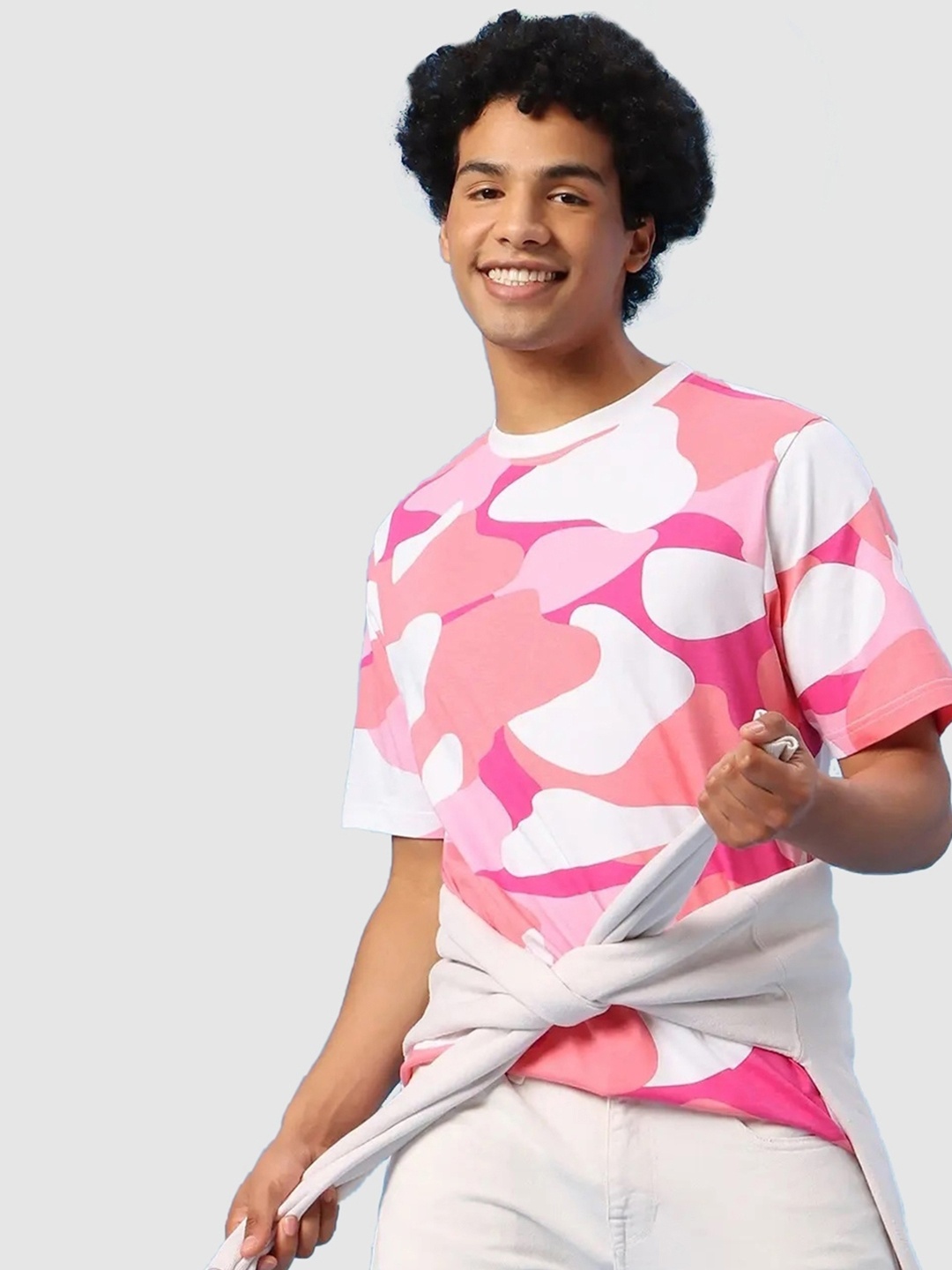 

Bewakoof Camouflage Printed Oversized T-shirt, White