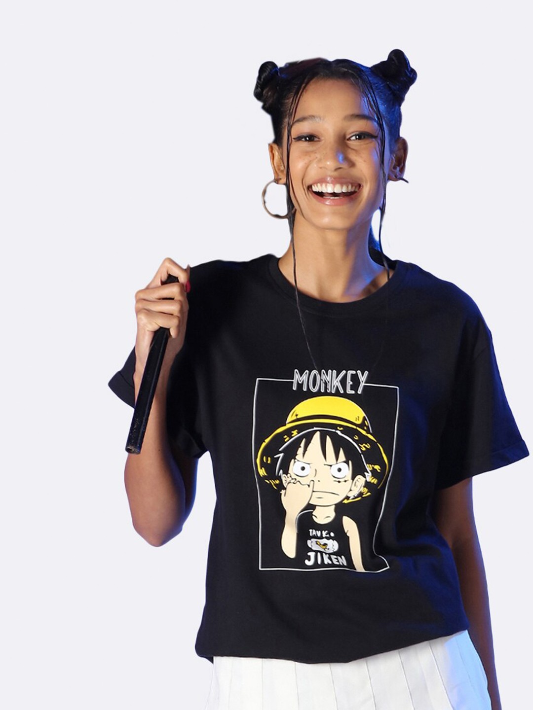 

Bewakoof Women Black Monkey Graphic Printed T-shirt