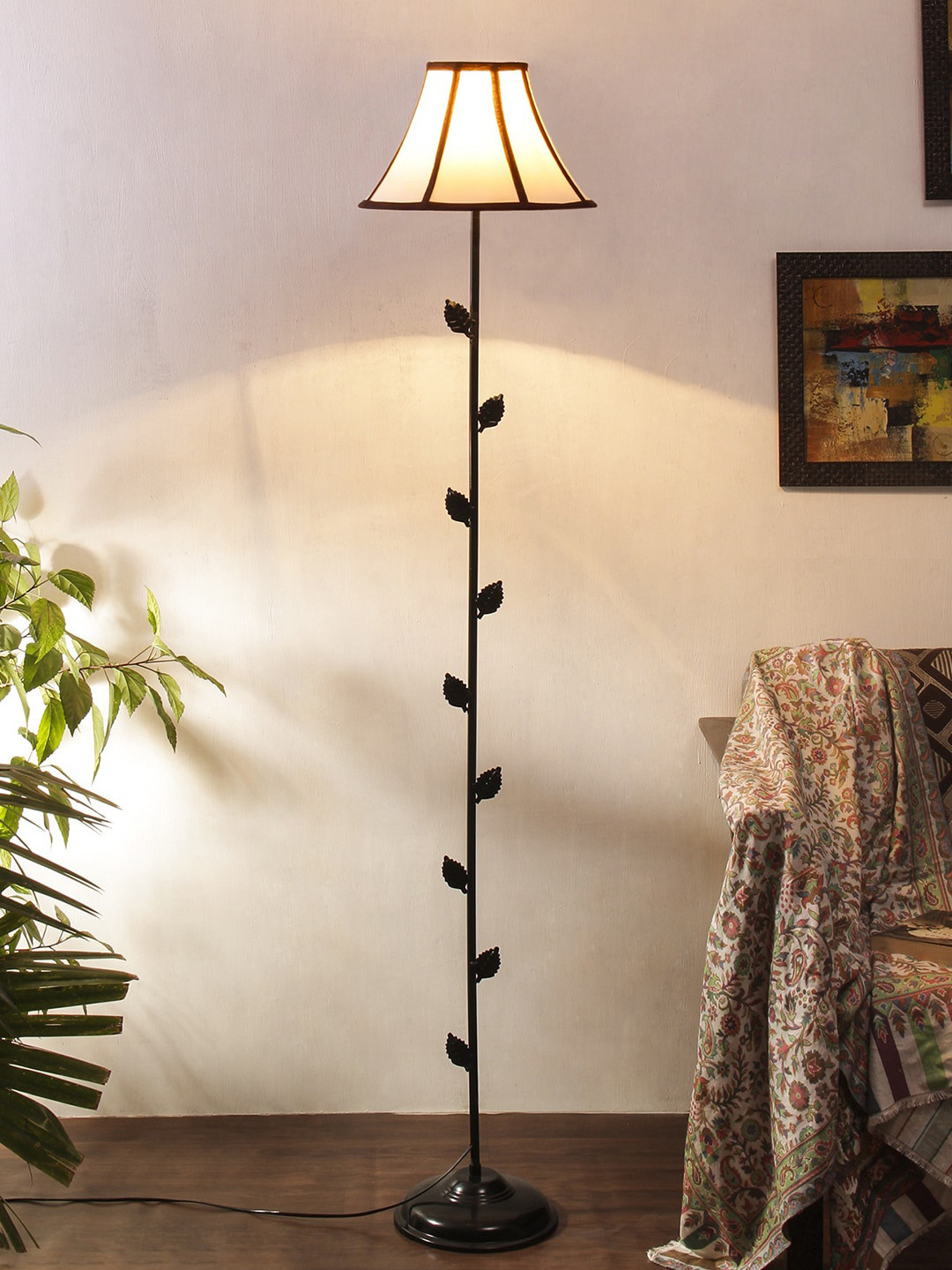 

Devansh Off-White & Brown Traditional Floor Lamp with Shade