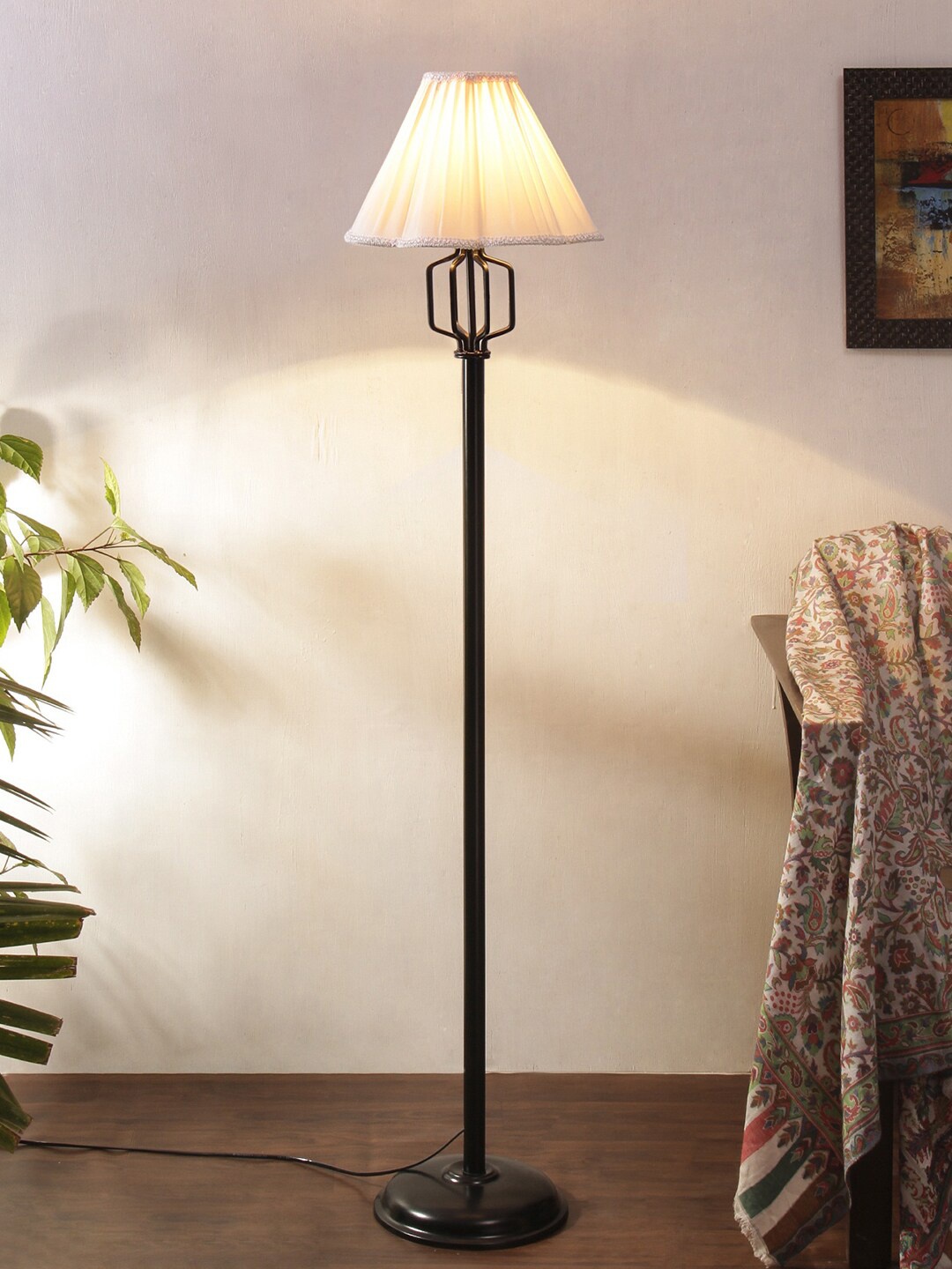 

Devansh Off White & Black Floor Lamp With Shade