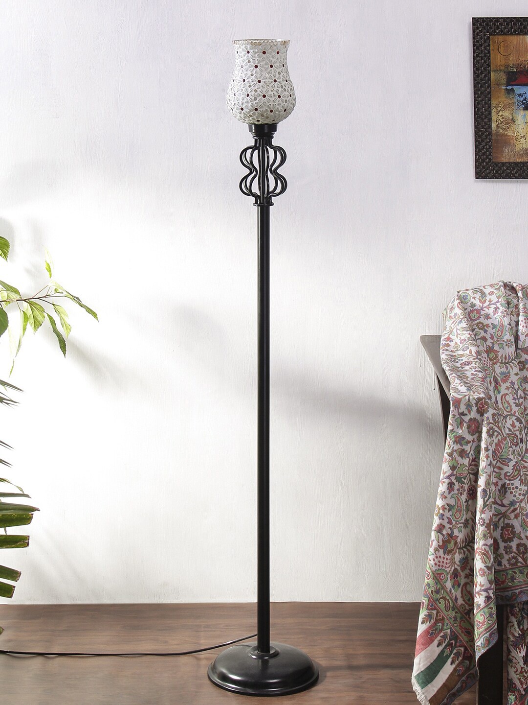 

Devansh White Glass Mosaic Traditional Floor Lamp