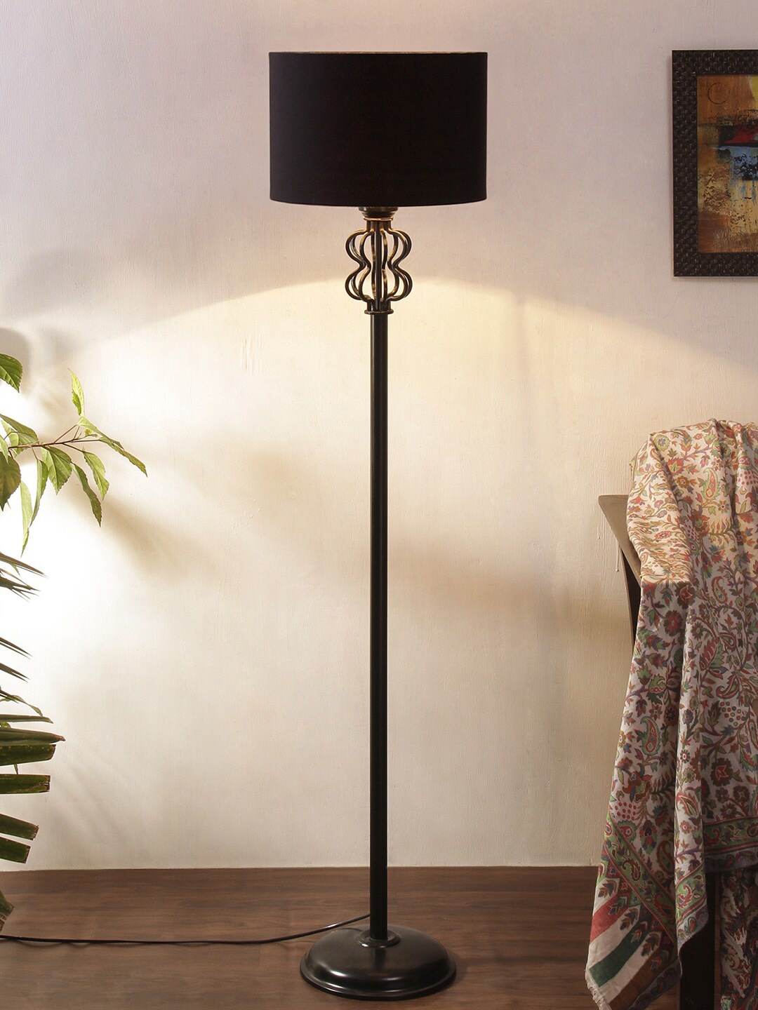 

Devansh Black Iron Floor Lamp with Cotton Shade