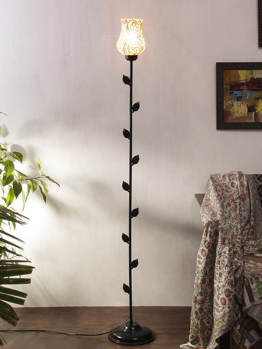 

Devansh Gold-Toned & Black Plain Patti Wrought Iron Floor Lamp