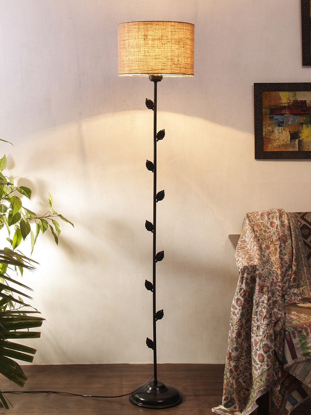 

Devansh Beige Solid Cylindrical Shaped Traditional Floor Lamp with Shade