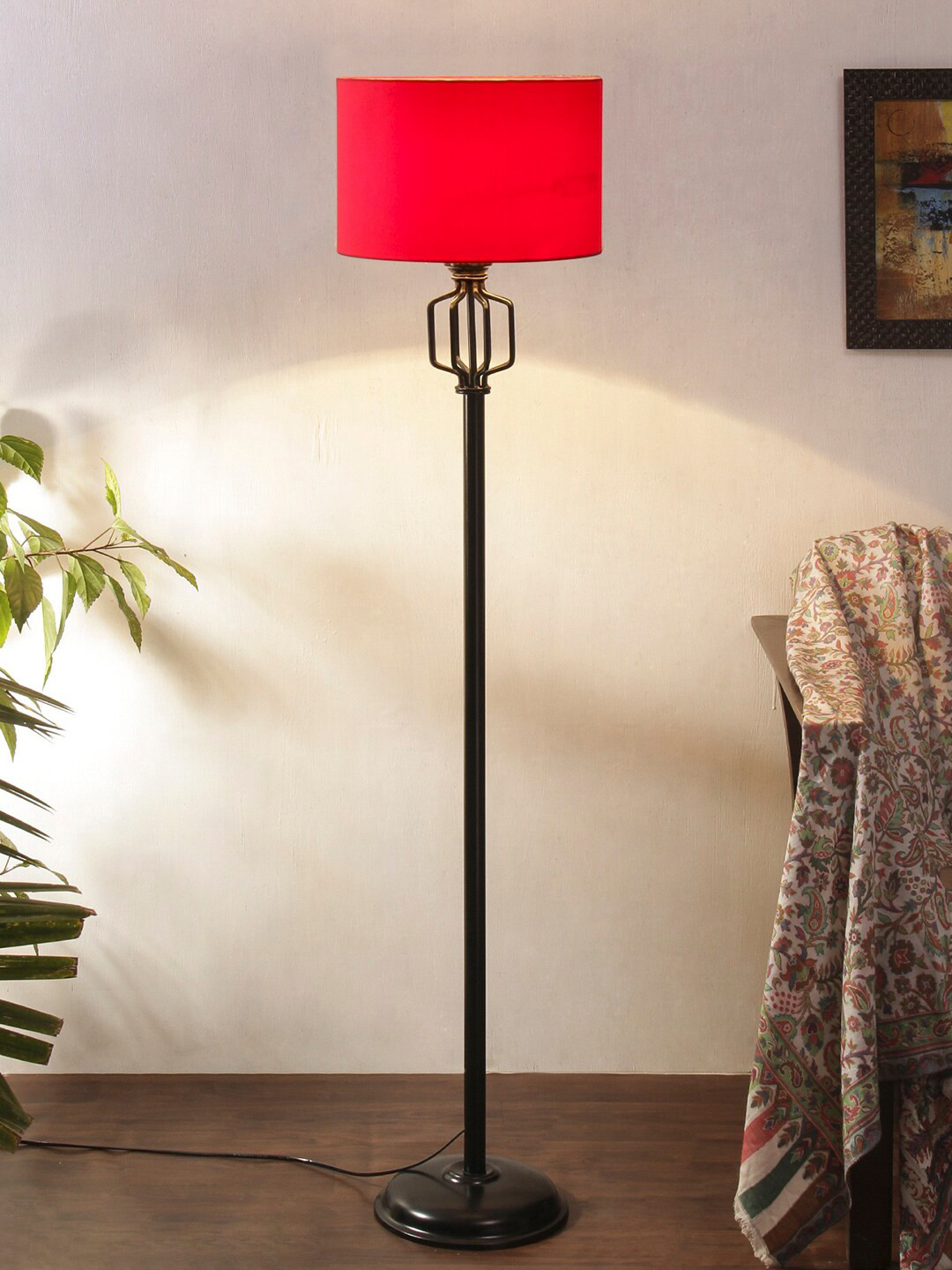 

Devansh Red Solid Cylindrical Shaped Traditional Floor Lamp with Shade