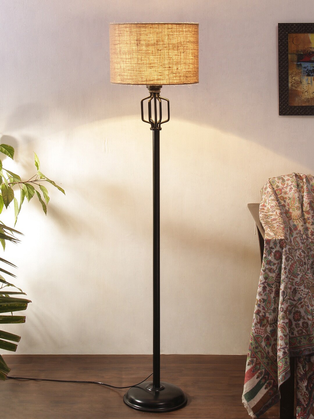 

Devansh Beige & Black Iron Floor Lamp With Shade