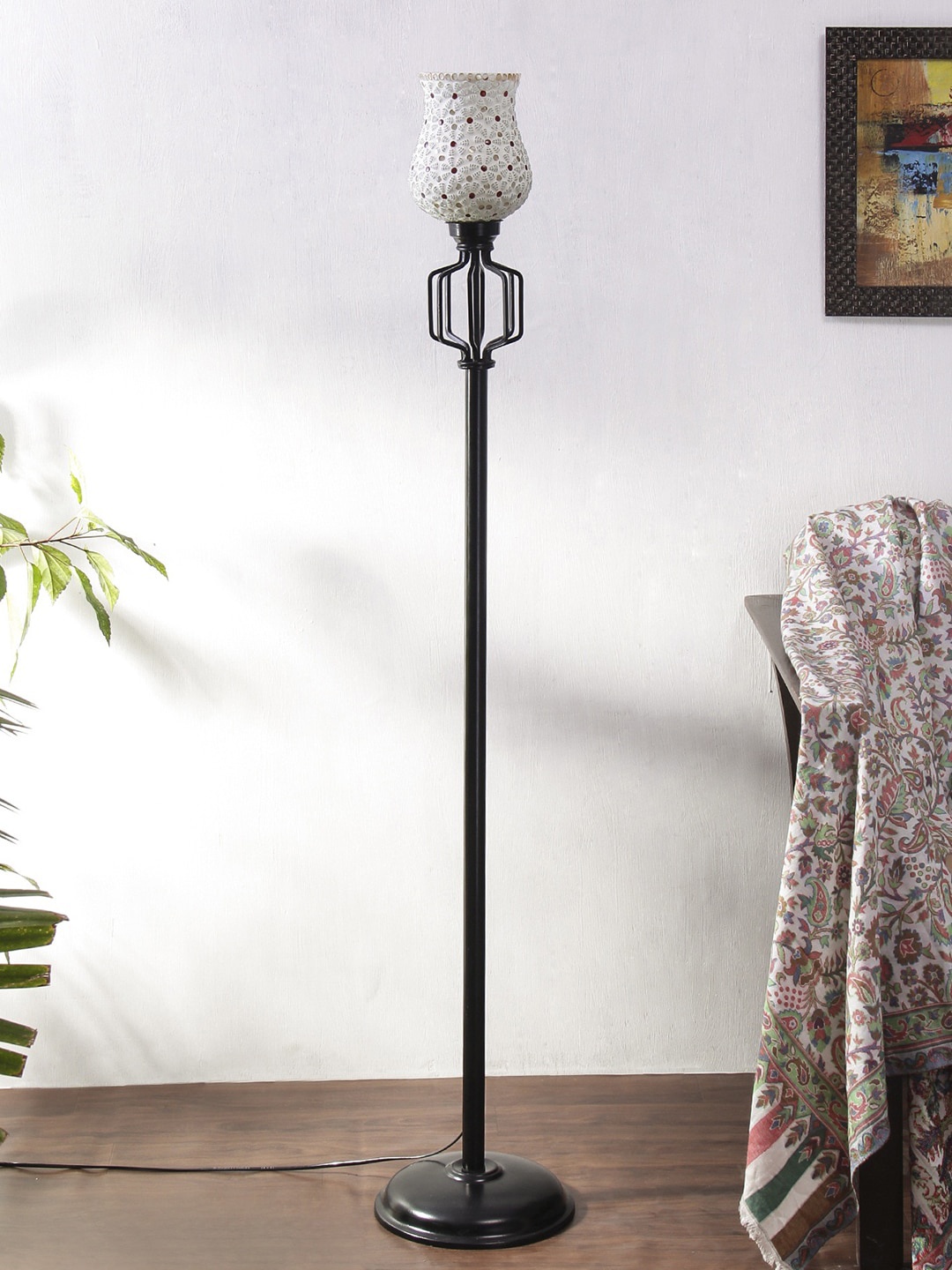 

Devansh White Glass Mosaic Traditional Floor Lamp