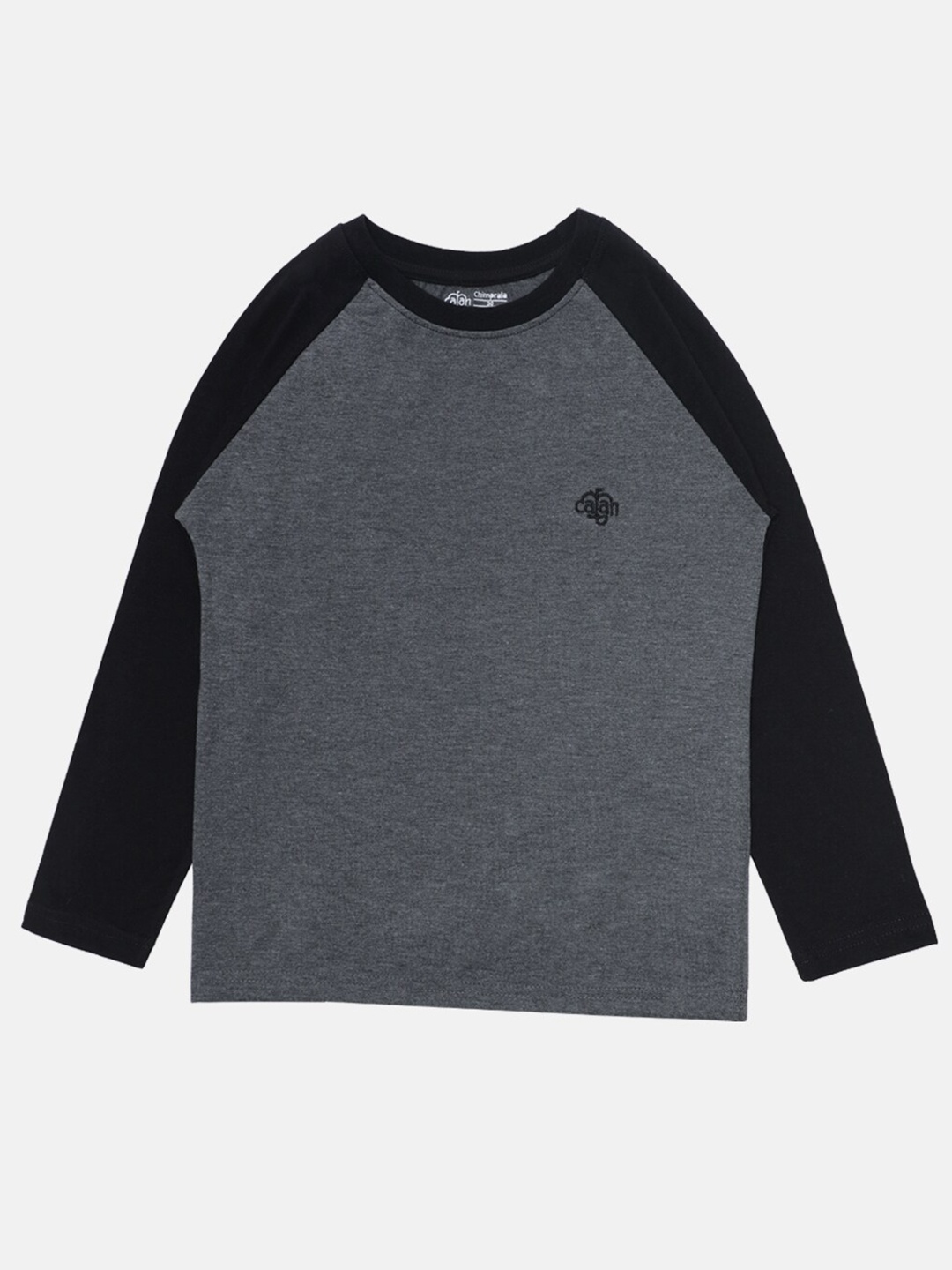 

CHIMPRALA Boys Grey Colorblocked T-shirt