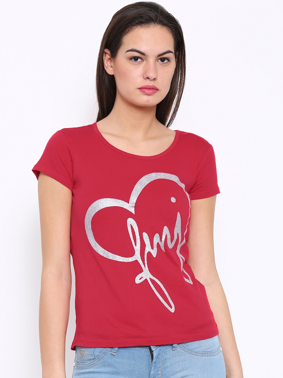 

Flying Machine Women Pink Printed T-Shirt